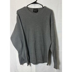 Eddie Bauer Men's Grey Ribbed Knit Cotton Pullover Crewneck Tall Large